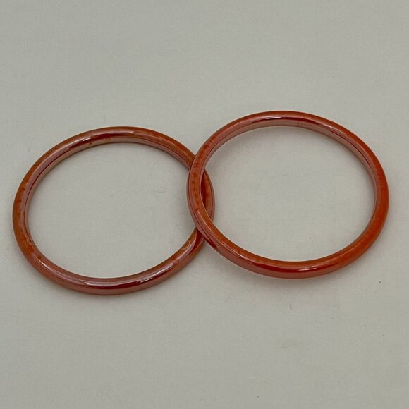 Set Of 2 Unbranded Vintage Orange Glass Bangle Bracelets - Picture 1 of 15